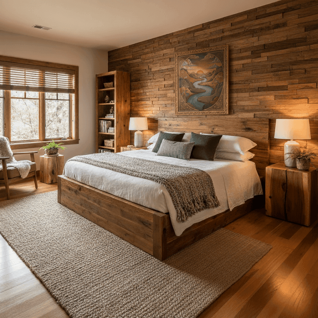 Bedroom with painting on wall